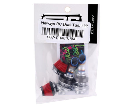 Sideways SDW-DUALTURKIT Scale Drift Dual Half Turbo Kit avec filtre conique (2) (Rouge)