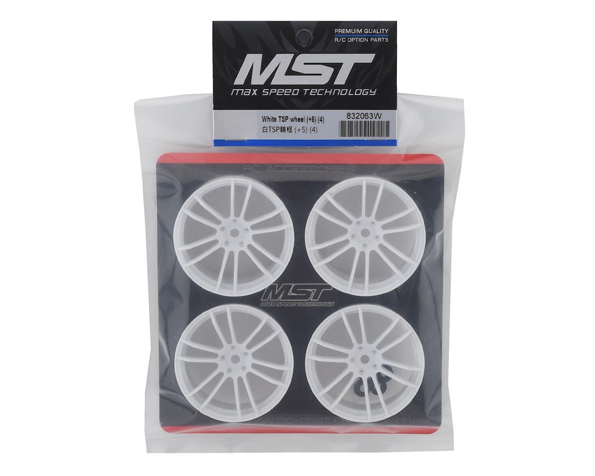 Juego de ruedas MST 832063W TSP (blanco) (4) (desplazamiento de 5 mm) con hexágono de 12 mm