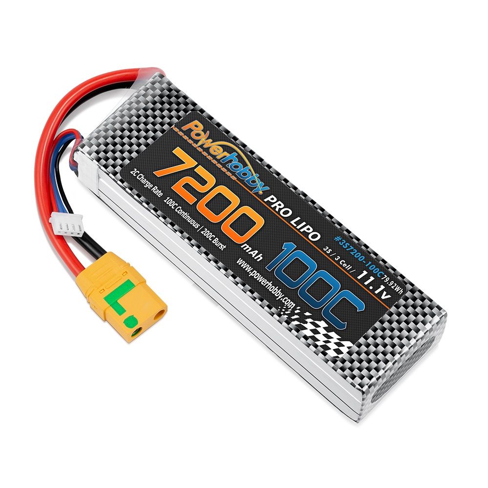 Batterie lipo Powerhobby 3S 11.1V 7200MAH 100C-200C avec prise XT90