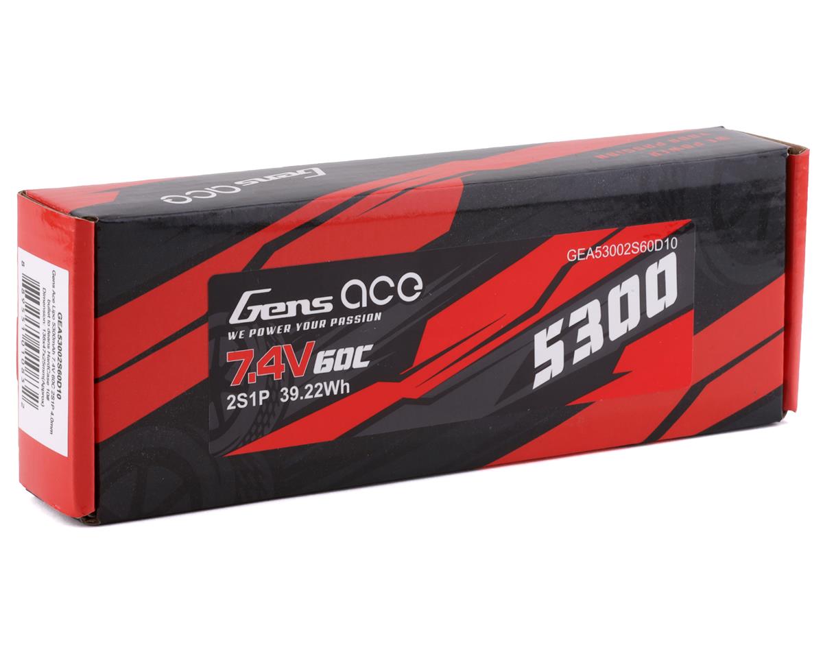 Batterie LiPo Gens Ace 60C avec balles de 4 mm et adaptateur de style T (7,4 V/5 300 mAh)