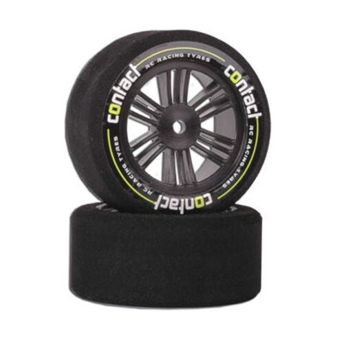 CONTACT J1CT74 1/10 Rear Tires 64mm40Shore Black Carbon Wheels (2)