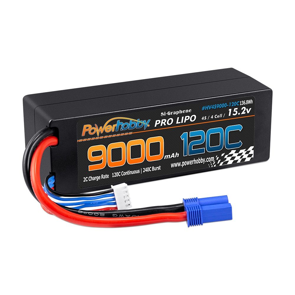 Batterie Lipo graphène Powerhobby 4S 15.2V 9000mah 120c avec prise EC5