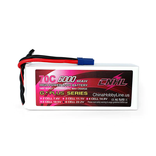 Batterie Lipo CNHL 600706EC5 G+Plus 6000mAh 22.2V 6S 70C avec prise EC5