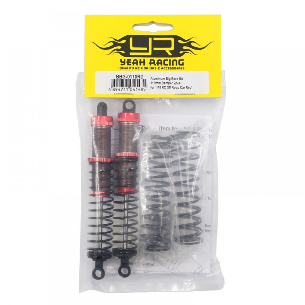 YEAH RACING BBG-0110RD ALUMINUM BIG BORE GO 110mm DAMPER 2PCS FOR 1/10 RC OFF ROAD CAR RED