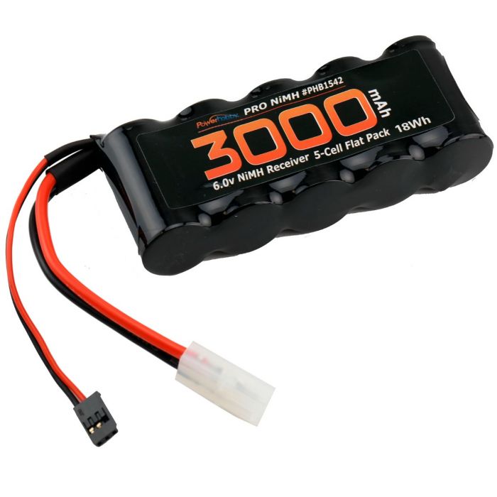 Powerhobby PHB1542 6v 3000mAh 5-Cell Flat Receiver RX NiMH Battery 1/5 scale