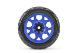 Neumáticos JETKO JKO5802CLMSGBB1 1/5 XMT EX-King Cobra montados en llanta de metal con garra azul