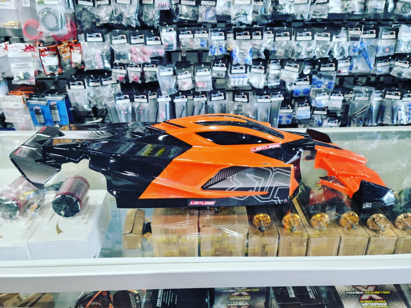 IRonManRc Custom Painted Arrma Limitless V2 & V1 Body Candy Orange / Black Metal Flake