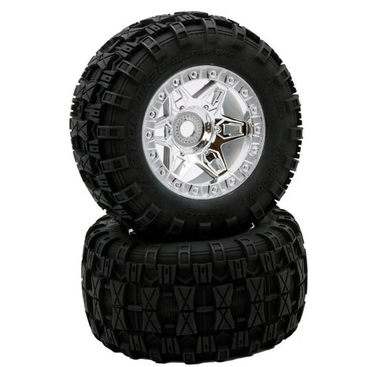POWERHOBBY PHT2372-CR 1/8 Raptor 3.8” Belted All Terrain Tires 17MM Mounted Ch