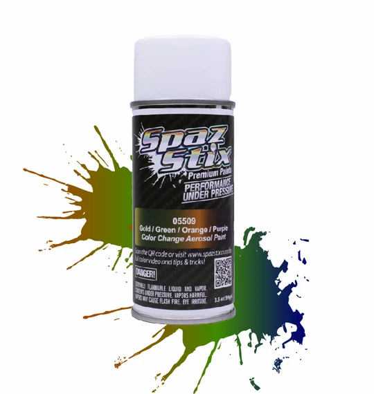 Spaz Stix 05509 Color Change Aerosol Paint, Gold/Green/Orange/Purple, 3.5oz Can