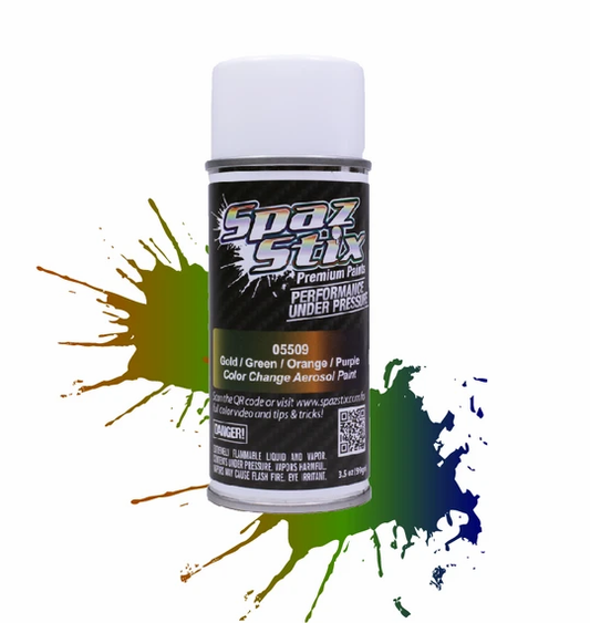 Spaz Stix 05509 Pintura en aerosol que cambia de color, dorado/verde/naranja/púrpura, lata de 3.5 oz