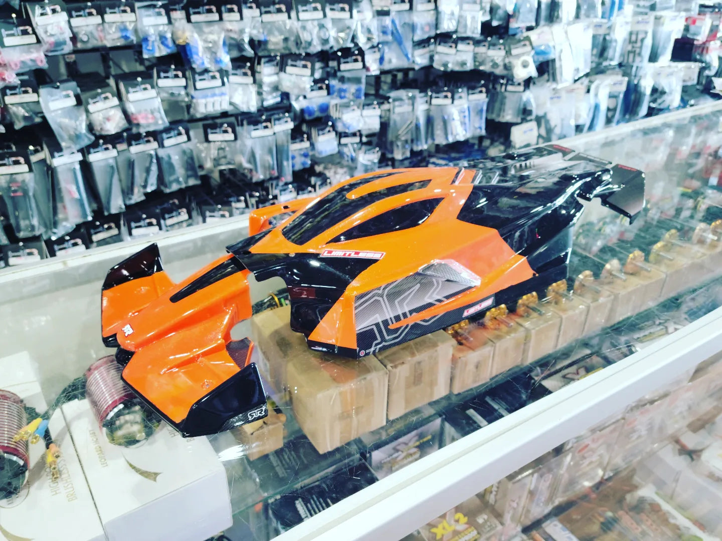 IRonManRc Custom Painted Arrma Limitless V2 & V1 Body Candy Orange / Black Metal Flake