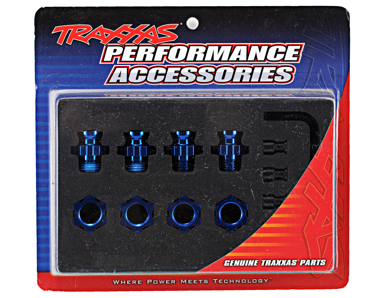 Traxxas 6856X Jeu d'adaptateurs de roue en aluminium 17 mm (bleu) (4)