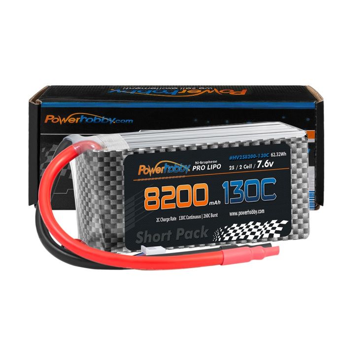 Powerhobby 2S 7.6V GRAFENO + HV 8200mah 130C Batería Lipo de carreras de arrastre corto