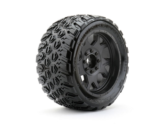 Neumáticos 1/5 XMT King Cobra montados sobre llantas con garras negras, medio blandos, con cinturón, 24 mm