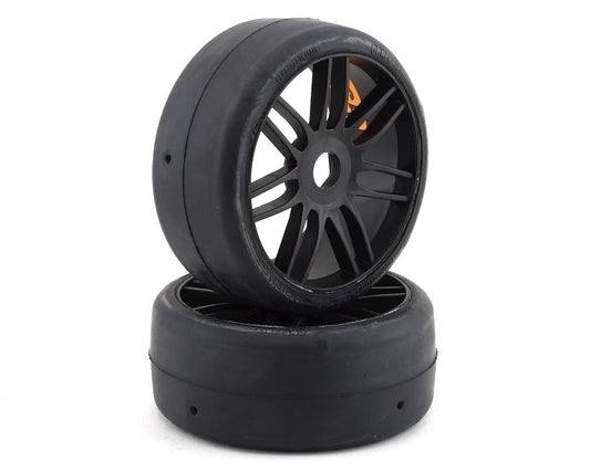GRP GTX02-S5 Neumáticos para buggy 1/8 premontados con cinturón liso (negro) (2) (S5) con 17 mm