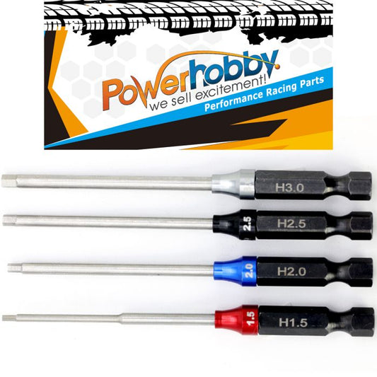 Powerhobby PHT006 RC Hex Driver 1/4" Ensemble d'outils électriques métriques 1,5, 2,0, 2,5, 3,0 mm