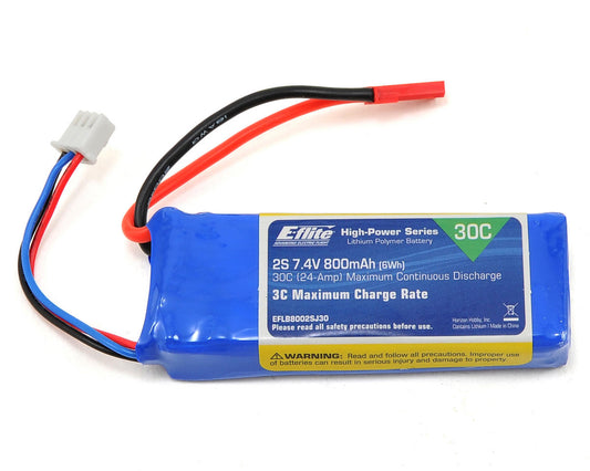 E-flite EFLB8002SJ30 2S LiPo 30C Battery (7.4V/800mAh) w/JST Connector
