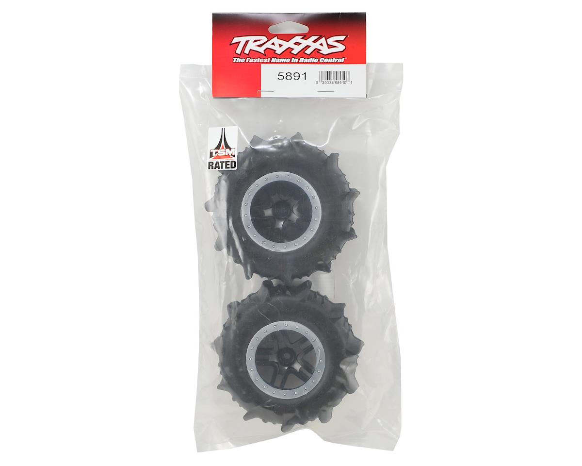 Traxxas 5891 Pneus à palettes avec roue arrière à rayons divisés SCT (2) (noir/chrome)