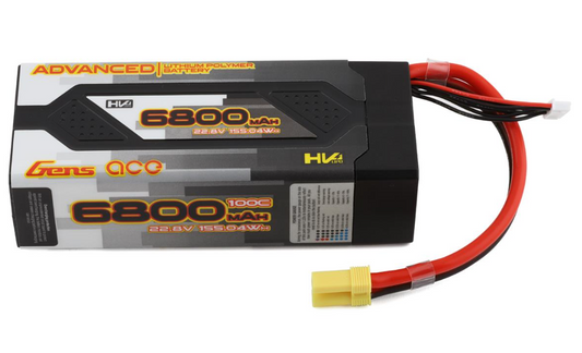 Batería LiPo Gens Ace 6S LiHV serie avanzada 100C (22,8 V/6800 mAh) con conexión EC5