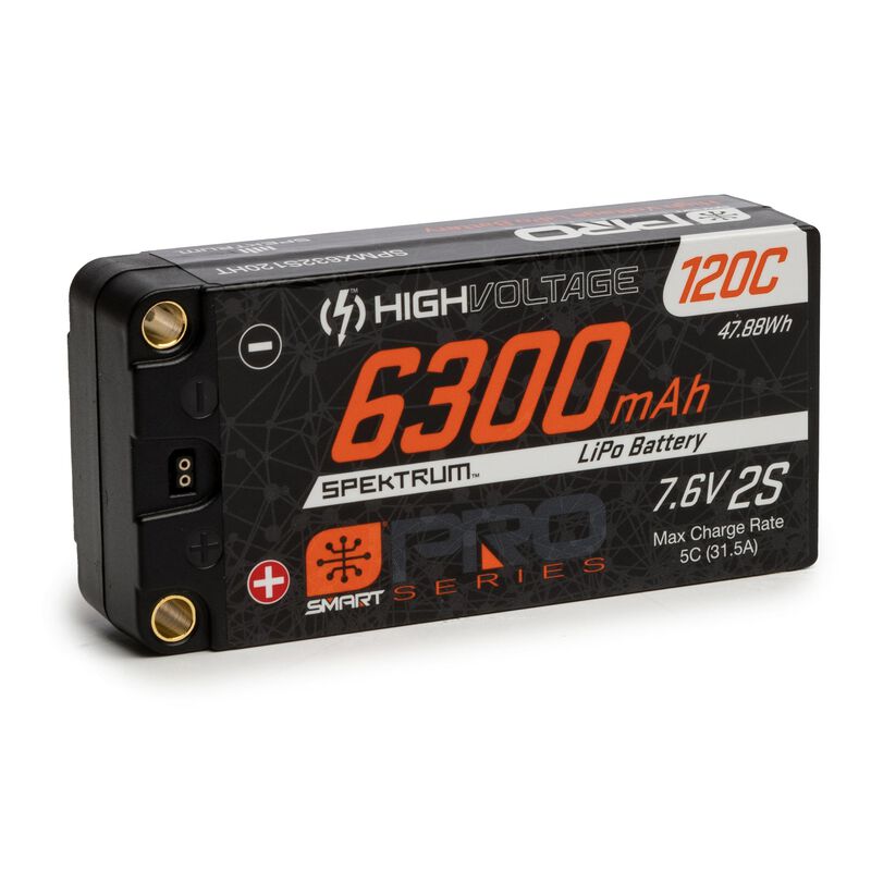 SPEKTRUM 7,6 V 6300 mAh 2S 120C Smart Pro Race Shorty Hardcase LiHV Batterie : Tubes