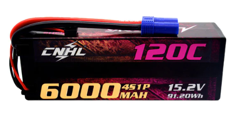 CNHL Racing Series LiHV 6000mAh 15.2V 4S 120C HV Hard Case Lipo Battery with EC5
