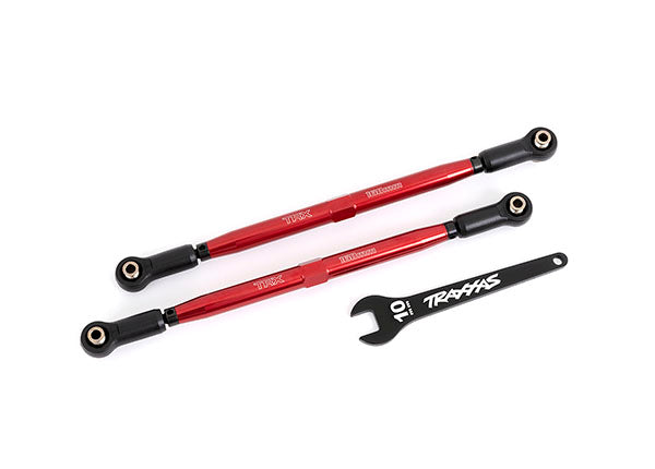 TRAXXAS Toe links, front (TUBES red-anodized, 7075-T6 aluminum, stronger than t
