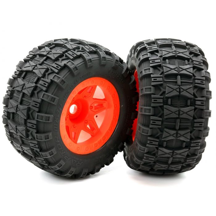 POWERHOBBY PHT2372-O 1/8 Raptor 3.8" Pneus tout terrain ceinturés 17MM montés Orang