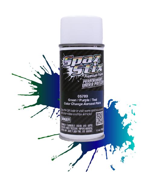 Spaz Stix 05709 Peinture aérosol à changement de couleur, vert/violet/bleu sarcelle, canette de 3,5 oz