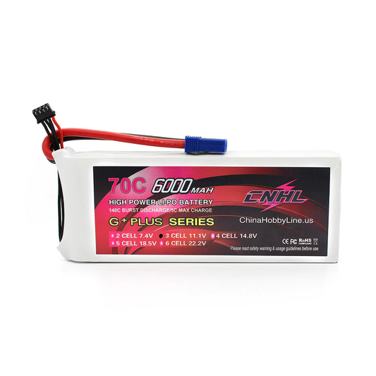 CNHL 600703EC5 G+Plus 6000mAh 11.1V 3S 70C Lipo Battery with EC5 Plug