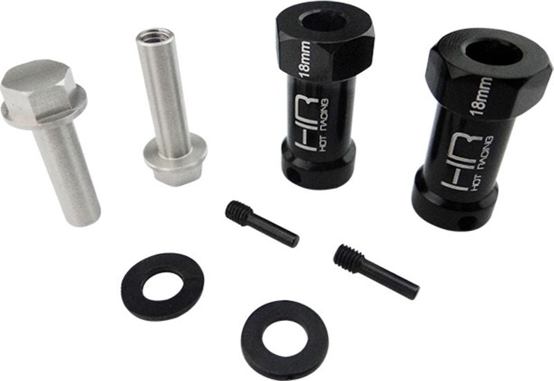 Hot Racing SCX10ET01 Extensiones de cubo de rueda axial con hexágono de 12 mm (2) (+18 mm)