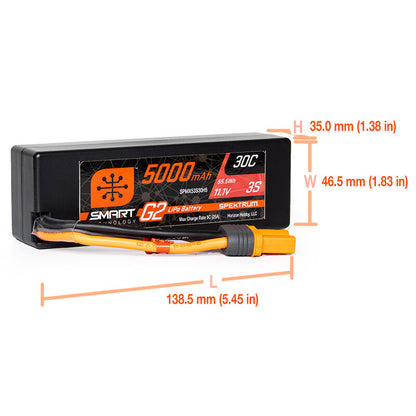 SPECKTRUM SPMX53S30H5 11.1V 5000mAh 3S 30C Smart G2 Hardcase LiPo Battery: IC5
