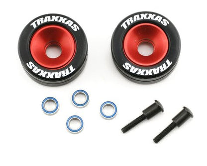 Traxxas 5186 Machined Aluminum Wheels w/ Rubber Tires (Wheelie Bar) (2)