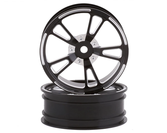 SSD RC SSD00450 V Spoke Aluminum Front 2.2” Drag Racing Wheels (Black) (2)