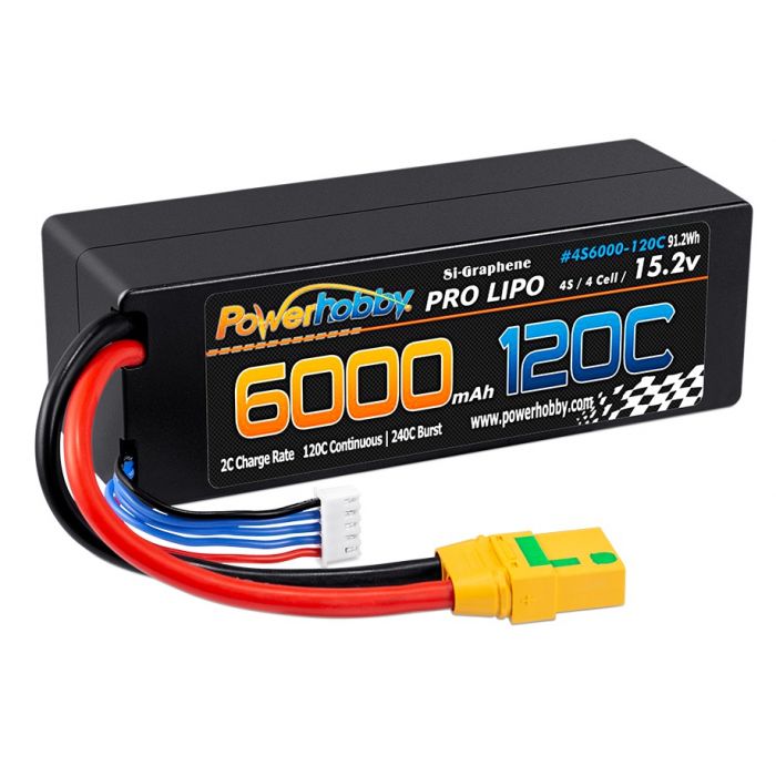 Powerhobby 4s 15.2v HV 6000MAH 120c - 240c Grafeno + Estuche rígido para batería HV Lipo