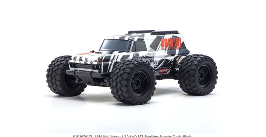 KYOSHO 34701T1 1980 Mad Wagon 1/10 4WD RTR Brushless Monster Truck, Black