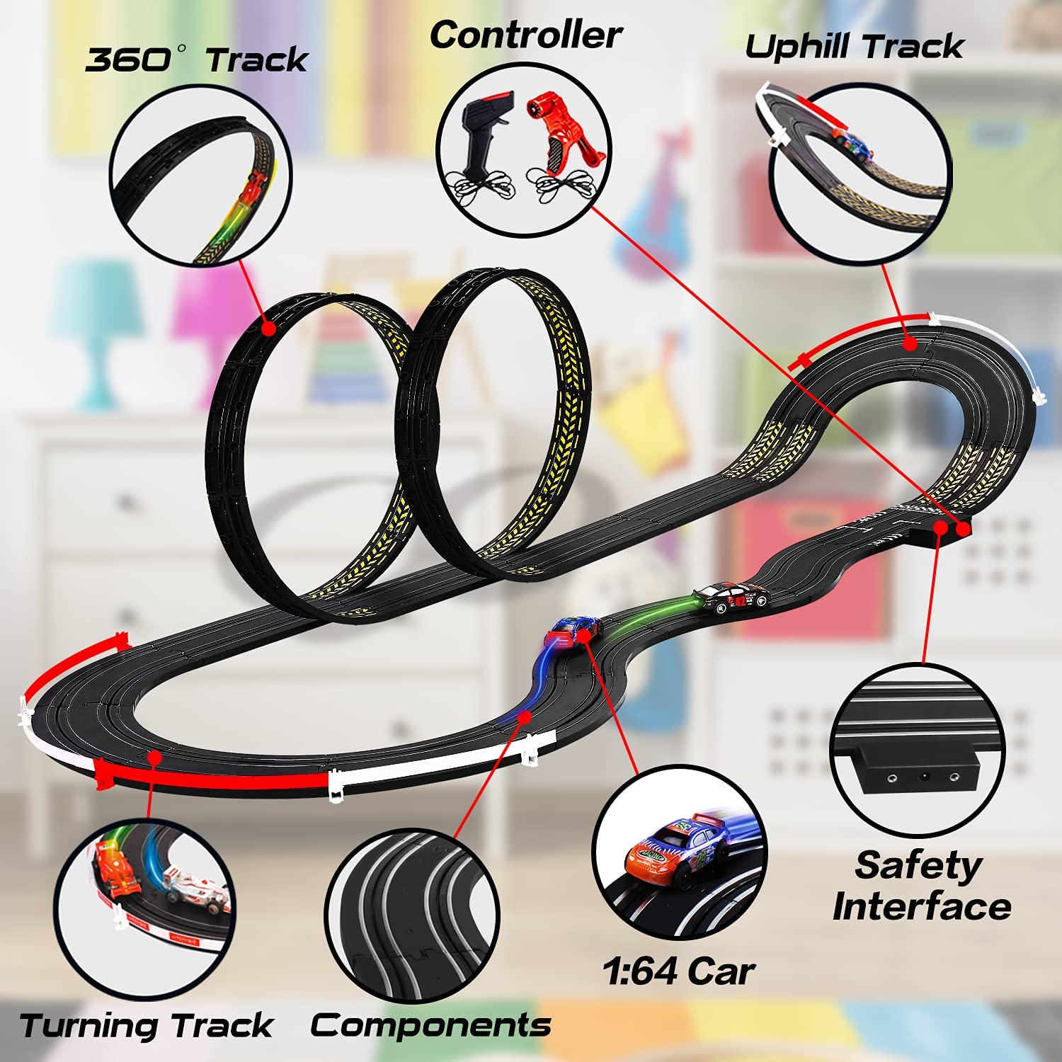 Slot Track Racing High-Speed Electric Powered Super Loop Speedway Track Set