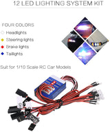 Kit d'éclairage RC 12 LED pour direction/frein/simulation intelligente Flash RC lumières pour 1