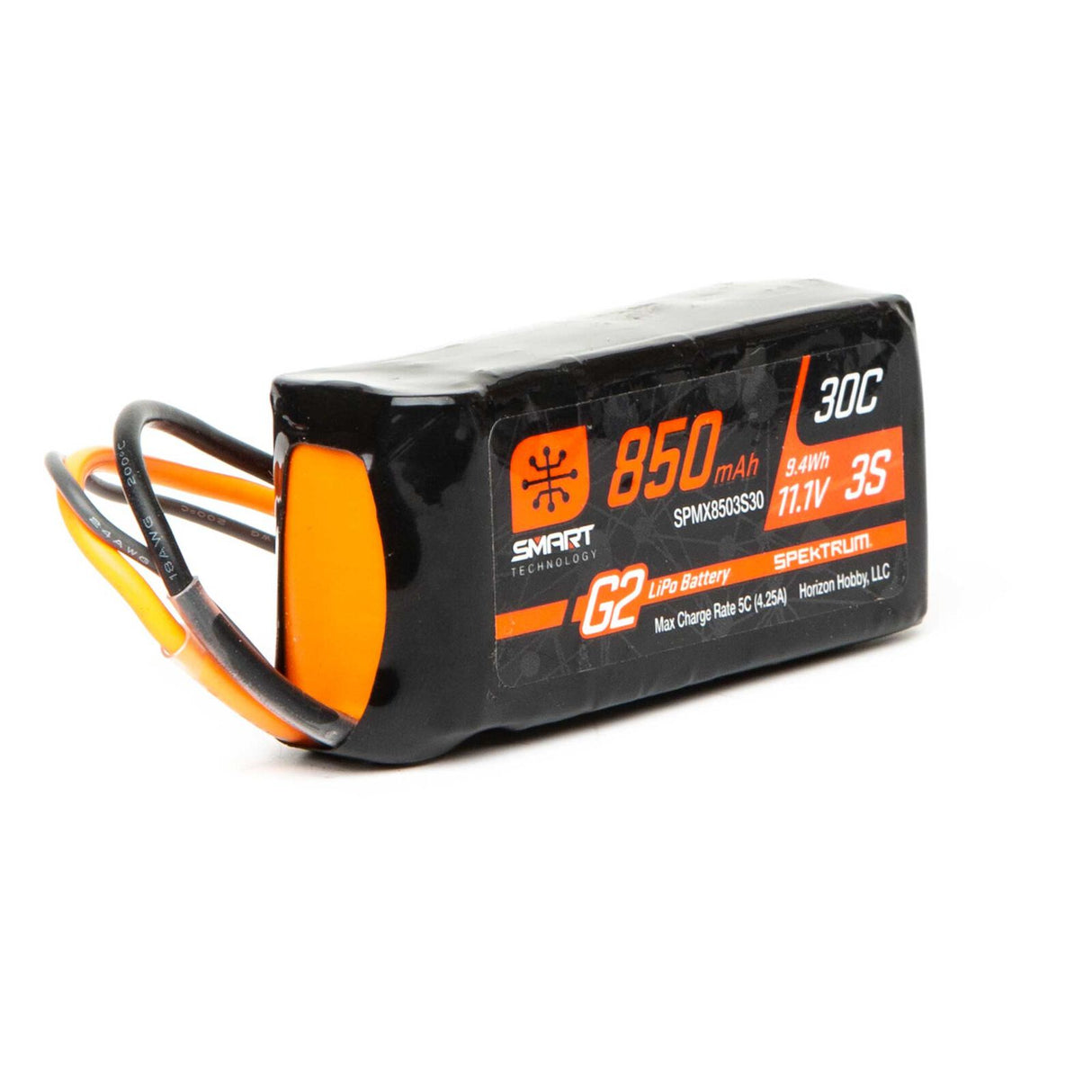 Batterie LiPo SPEKTRUM 11,1 V 850 mAh 3S 30C Smart G2 : IC2 SPMX8503S30