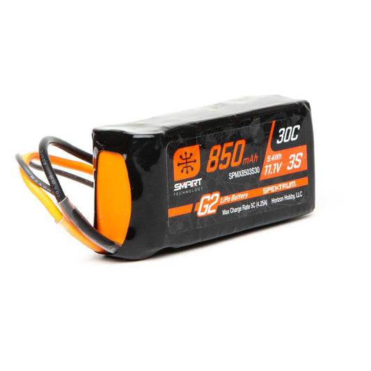 SPEKTRUM 11.1V 850mAh 3S 30C Smart G2 LiPo Battery: IC2 SPMX8503S30
