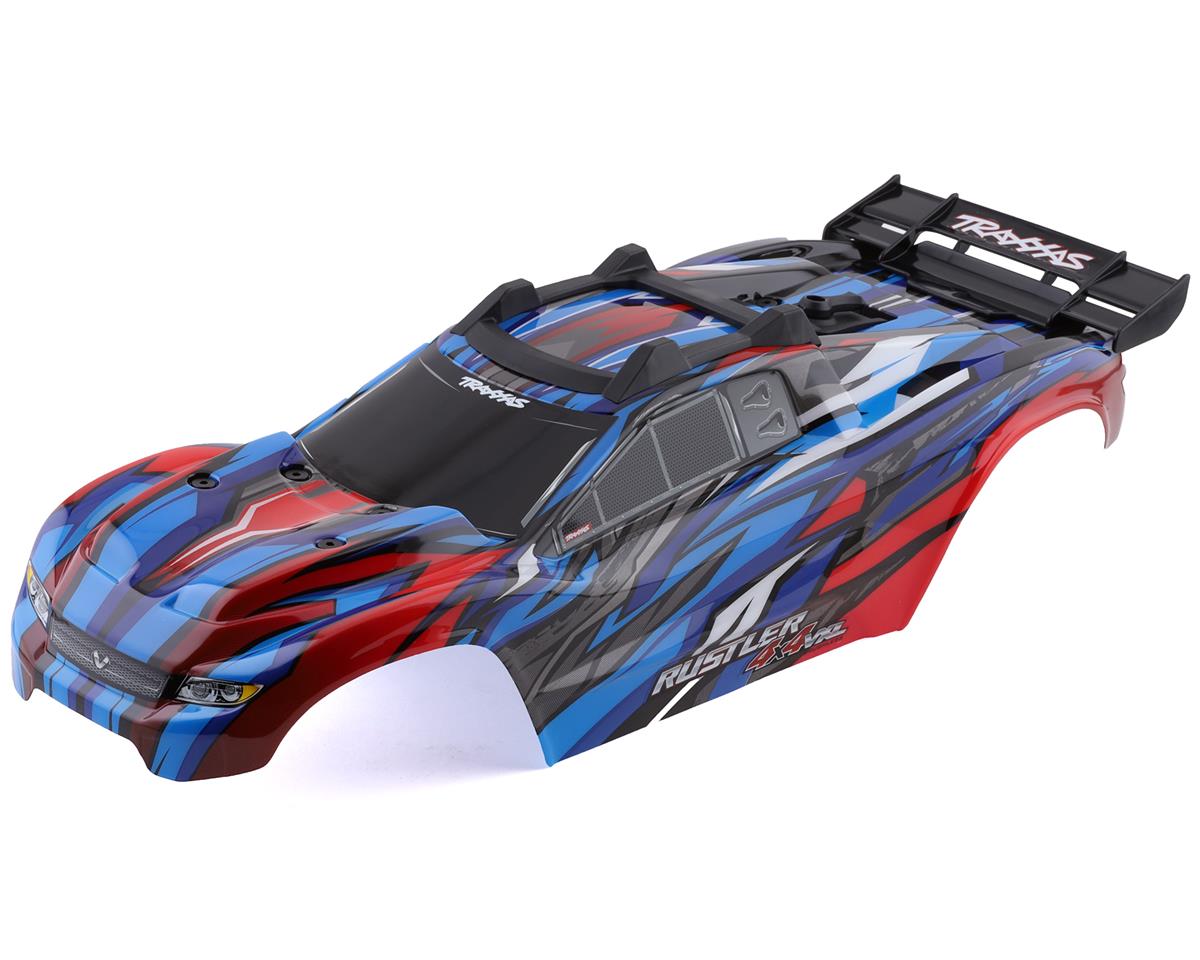 Traxxas 6717A Rustler 4X4 VXL Carrosserie pré-peinte avec montage sans clip (bleu)