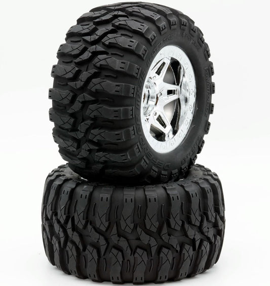 Powerhobby 1/8 Defender 3.8” Belted All Terrain Tires 17MM Mounted Chrome