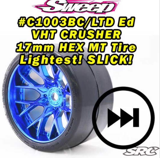 Sweep Racing C1003BC Crusher Pneu à ceinture Slicks WHD Bleu Chrome