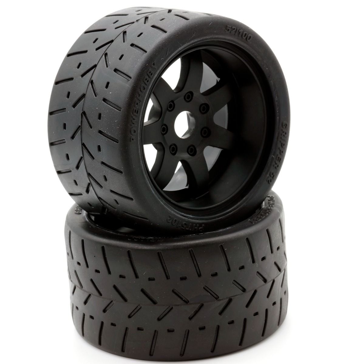 Powerhobby PHT5102 1/8 Gripper 54/100 Belted Mounted Tires 17mm Black Wheels