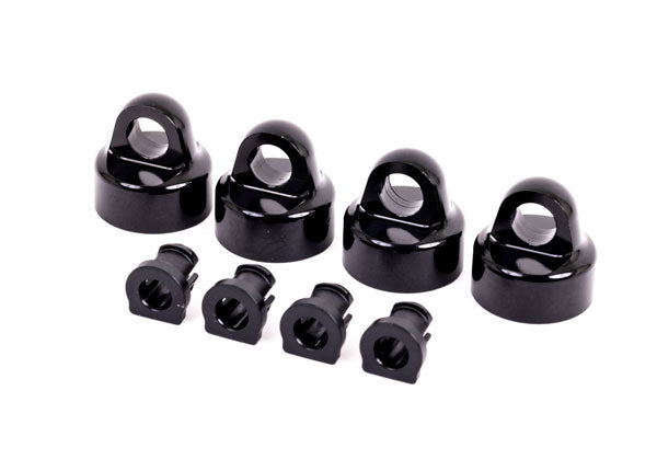 Traxxas 9664A Shock caps, aluminum (black-anodized), GTX shocks (4)/ spacers (4)