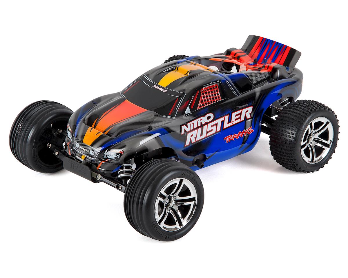 Traxxas 44096-3 Silver/Blue Nitro Rustler 1/10 RTR Stadium Truck  w/TQi