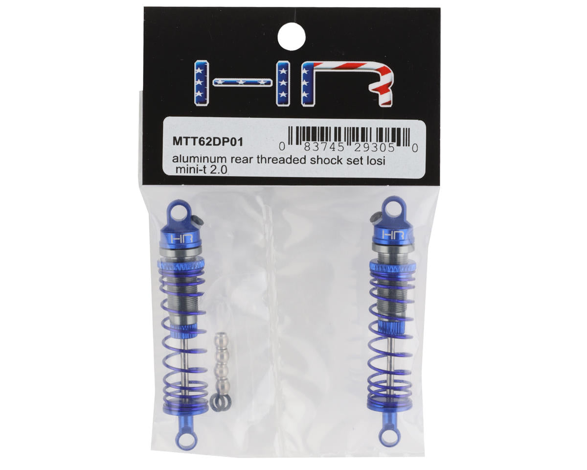 Hot Racing MTT62DP01 Losi Mini-T 2.0 Ensemble d'amortisseurs arrière filetés en aluminium (bleu) (2)