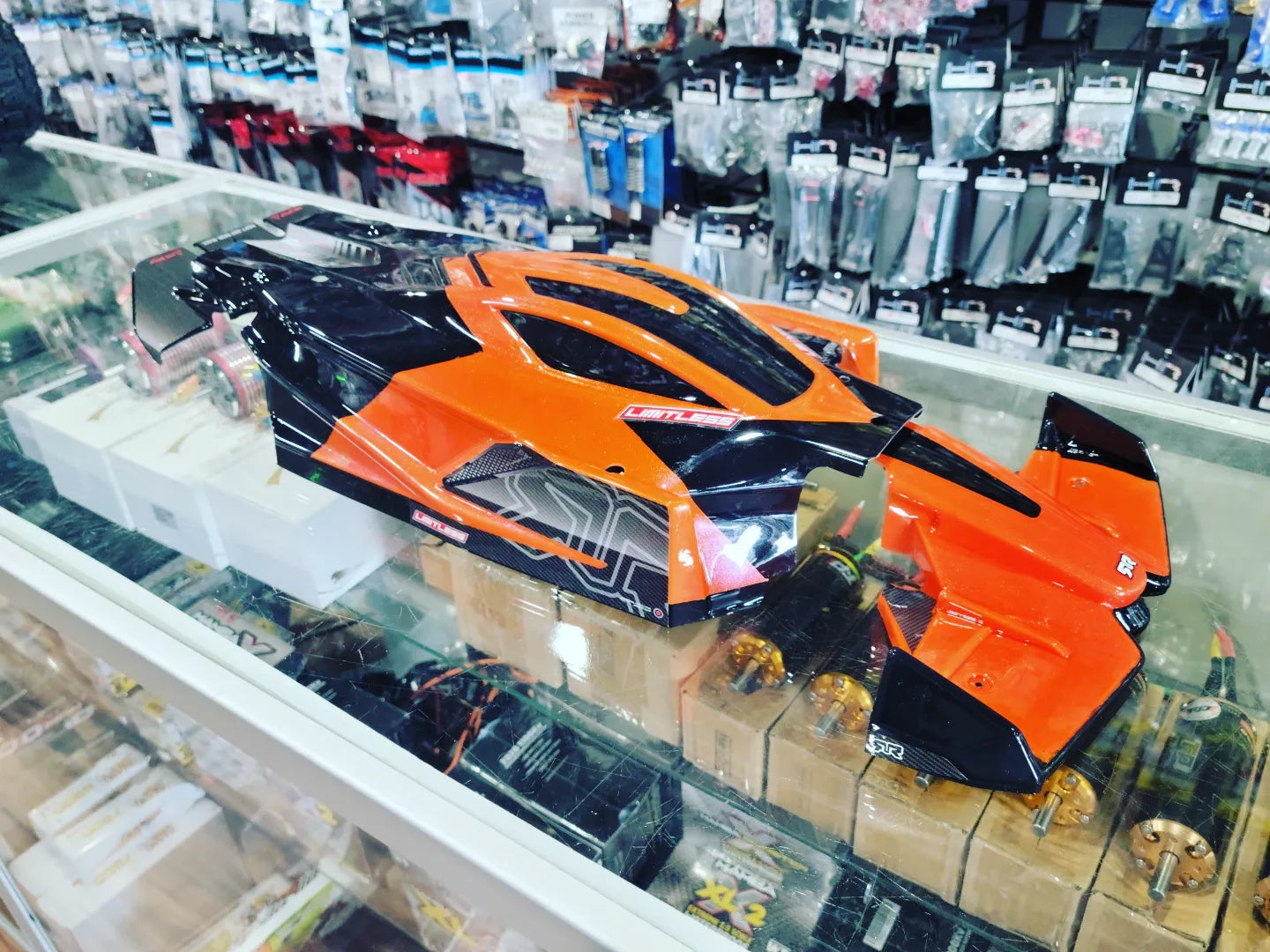 IRonManRc Custom Painted Arrma Limitless V2 & V1 Body Candy Orange / Black Metal Flake