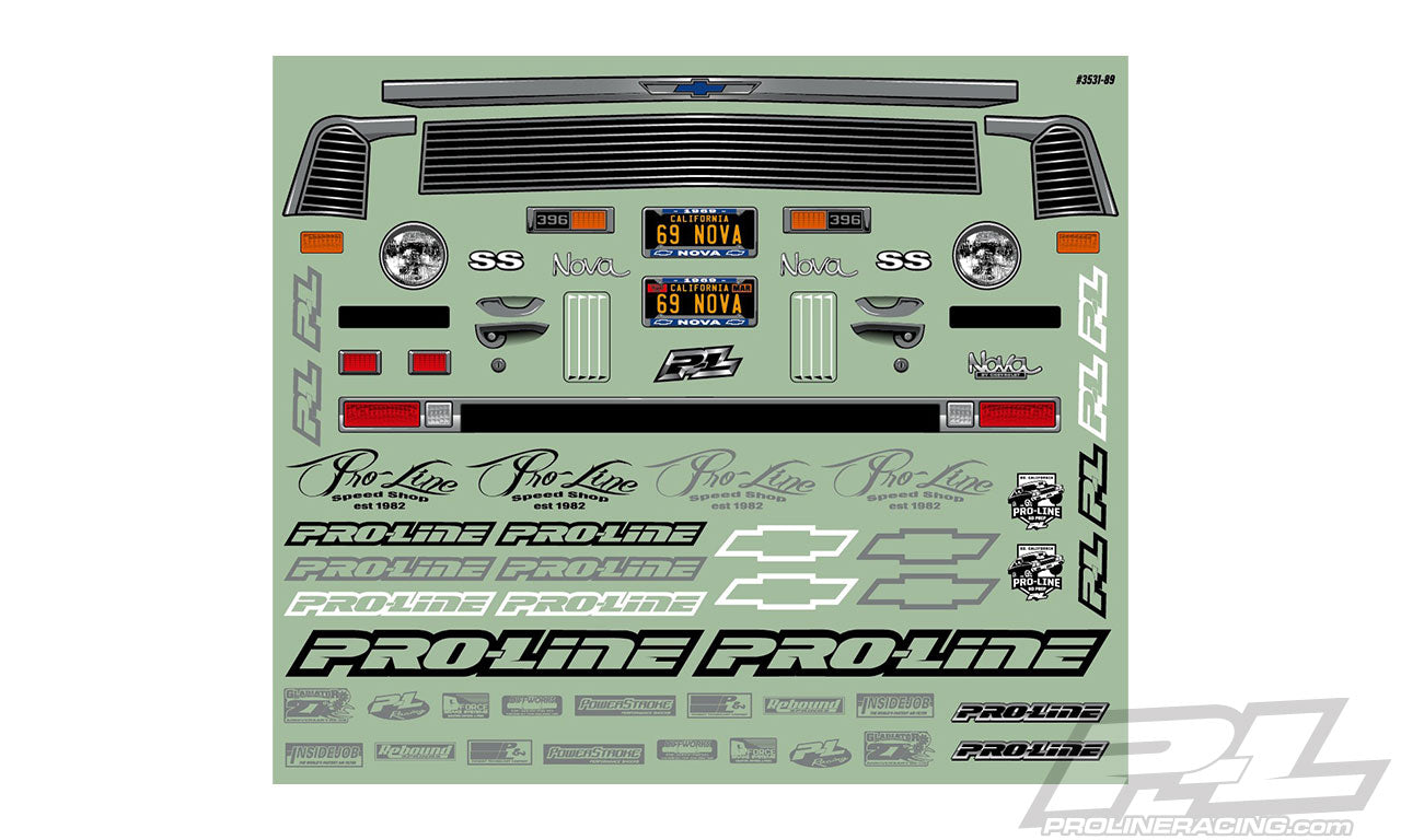 PROLINE 3531-00 Clear Body, 1969 Chevrolet Nova: 1/10 Slash 2WD, Drag Car
