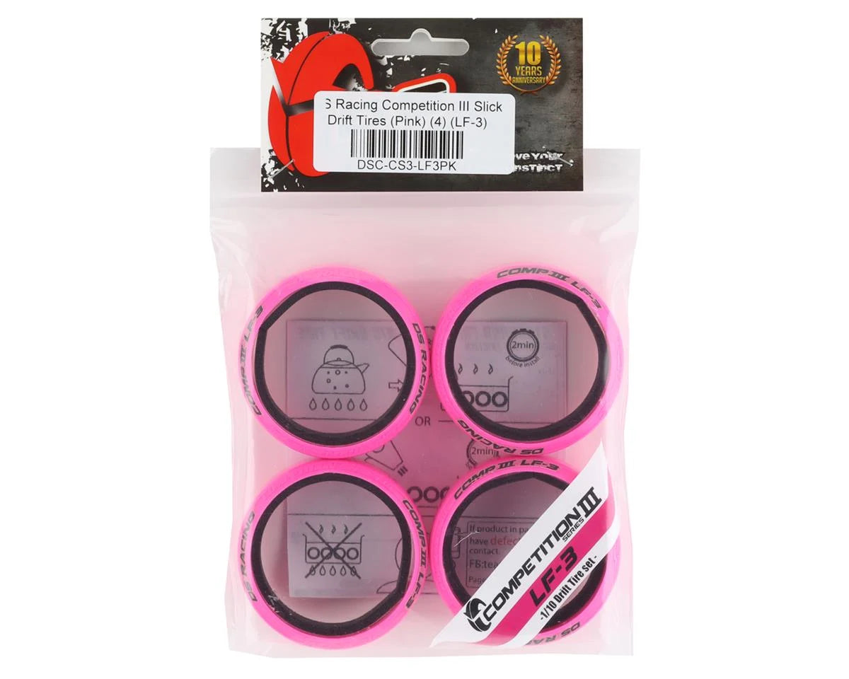 DS Racing Competition DSC-CS3-LF3PK III Slick Drift Tires (Pink) (4) (LF-3)