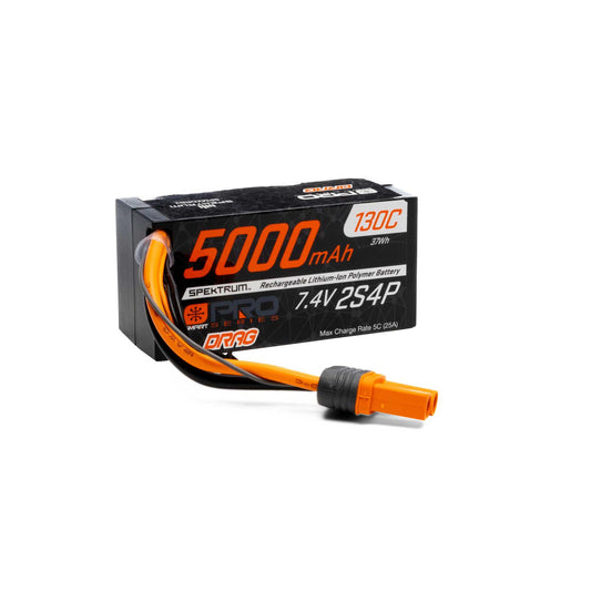 Spektrum SPMXDRB2 7.4V 5000mAh 2S 130C Smart No Prep Drag LiPo Battery: IC5
